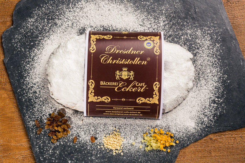 Dresdner Christstollen® 1 kg Premium mit Banderole